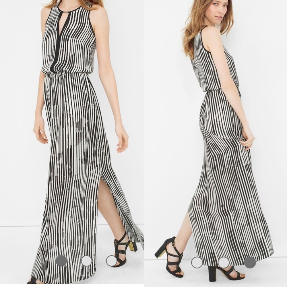 WHBM White Stripe Split Maxi Dress
